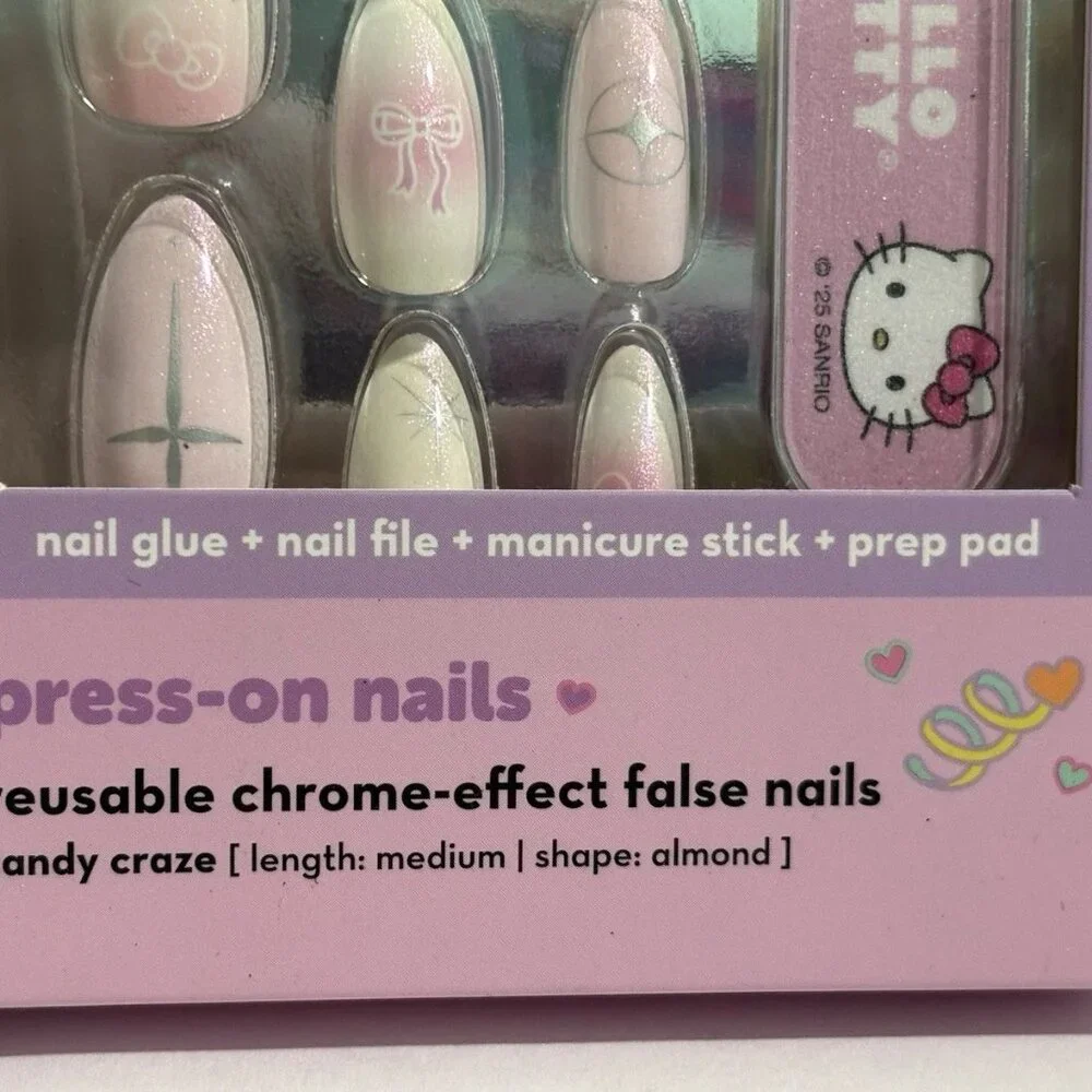 Hello Kitty The Creme Shop 28 Gel Effect Press On Nails NEW in Box